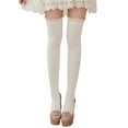 thumbnail image 1 of Fgnfyis Womens High Socks Opaque Lace Thigh High Stockings Crochet Pattern with Lace Trim Knee High Socks for Girls White One Size, 1 of 8