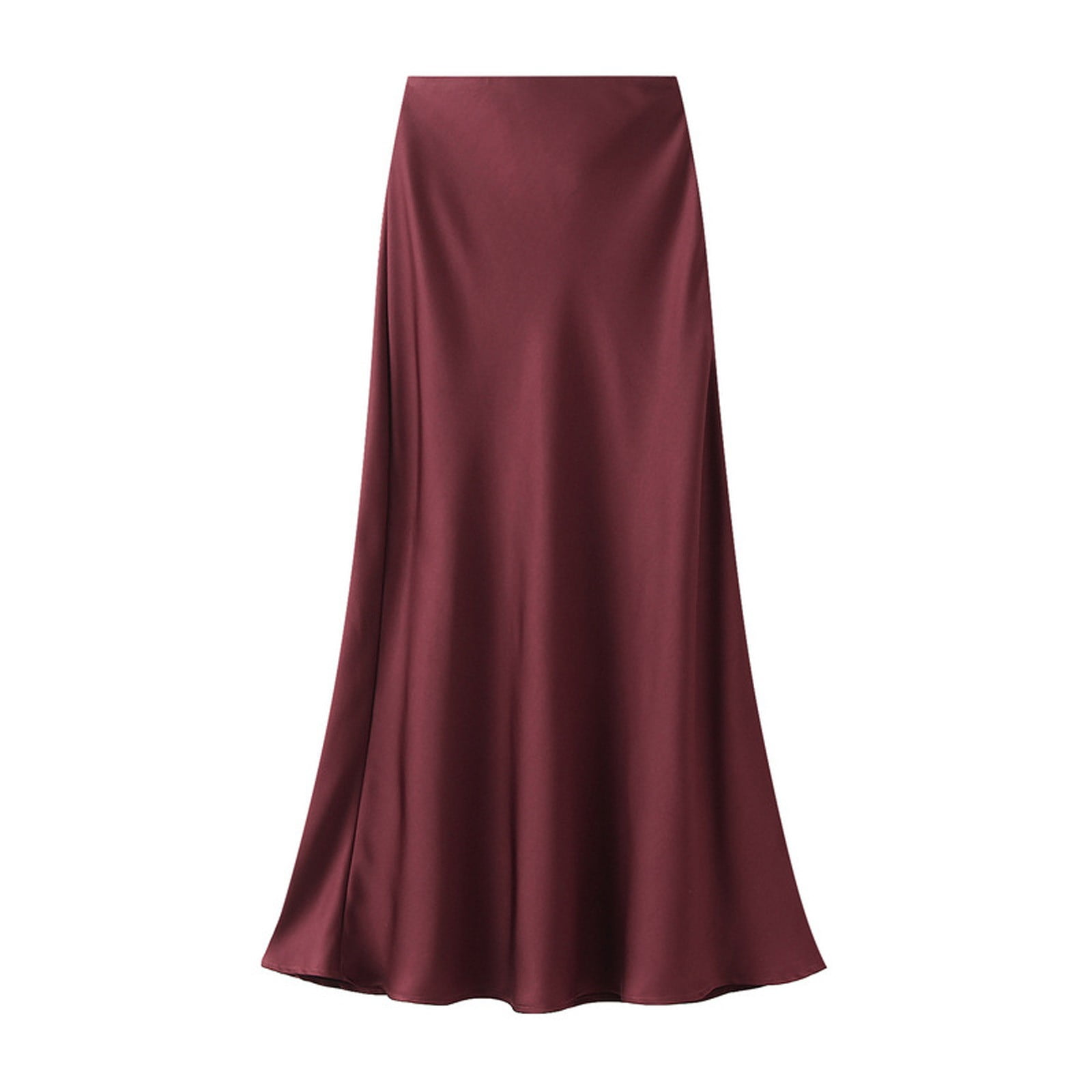 Fgnfyis Womens High Waist Skirt Solid Satin Dress Zipper Elegant Skirt ...