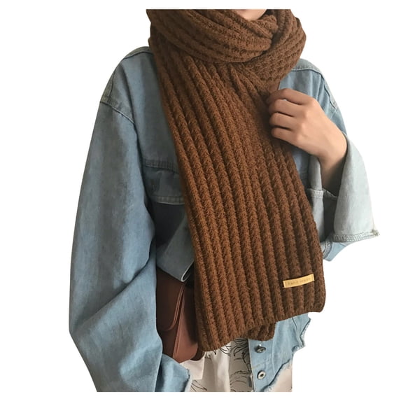 Fgnfyis Womens Knitted Scarf Winter Fashion Soft Woolen Thickening Warm Long Scarf for Women 180cm Coffee