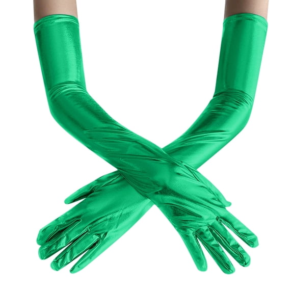 Fgnfyis Womens Long Stretchy Shiny PU Leather Gloves for Women Party Formal Event Evening Accessories GN2