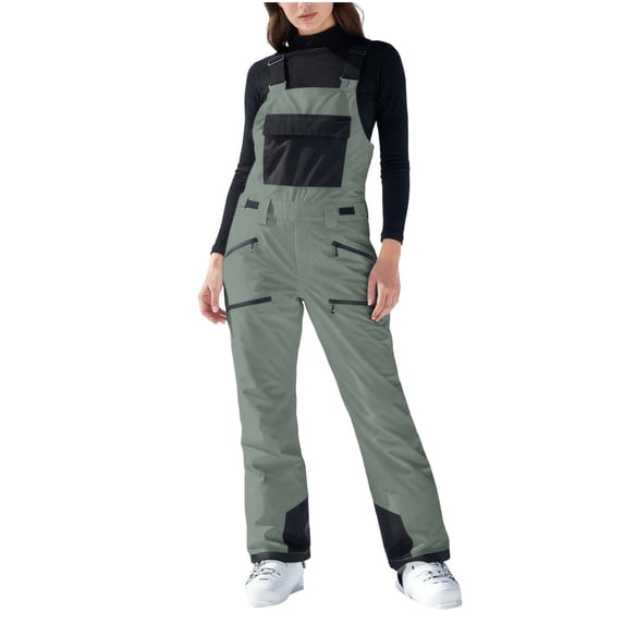 Fgnfyis Womens Overalls Heavy Duty Insulated Snowsuit Winter Ski Bib Pants Thermal Jumpsuit Romper for Cold Weather Overalls for Women Grey_001 L
