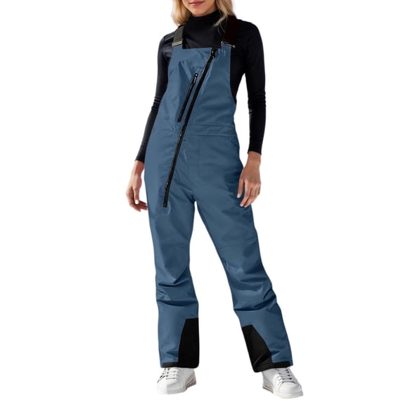 Fgnfyis Womens Overalls Insulated Ski All Weather Winter Snowsuit Thermal Bib Pants Design Jumpsuit Piece Rompers for Women Navy_002 XL