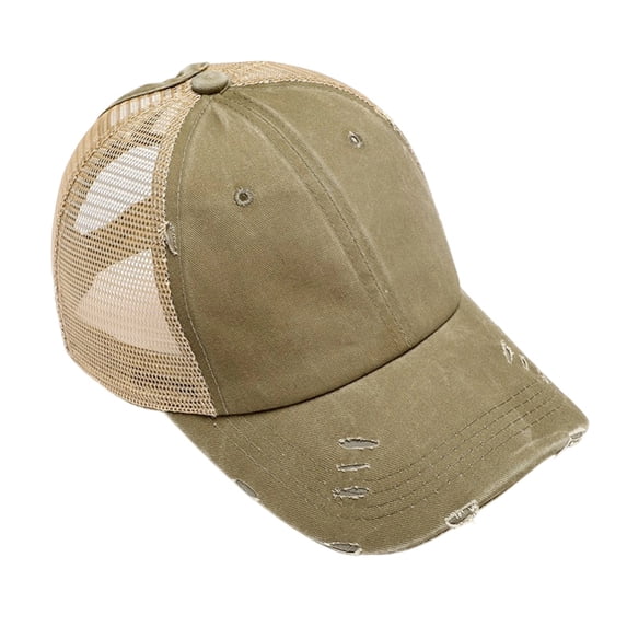 Fgnfyis Womens Ponytail Baseball Cap High Messy Bun Hat Quick Drying Mesh Visor Adjustable Sun Khaki One Size