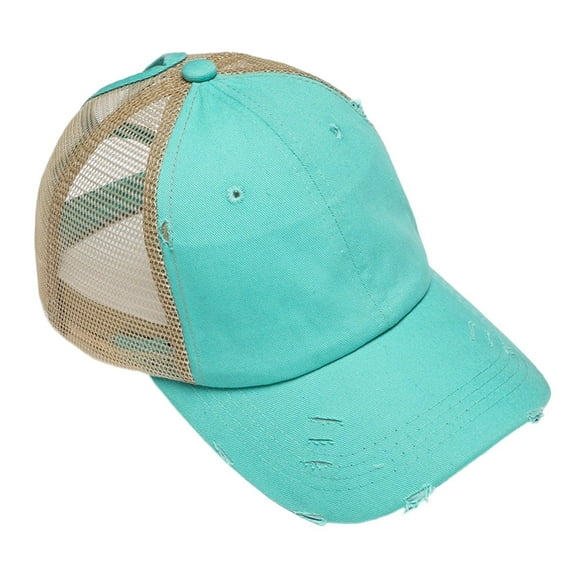 Fgnfyis Women's Hats & Caps Ponytail Baseball Cap High Messy Bun Ponycap with Quick Drying Mesh for Sports and Daily Wear Mint Green