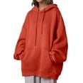 thumbnail image 1 of Fgnfyis Women Pullover Hoodie with Pockets Korean Style Comfortable Thickened Warm for Everyday Casual Wear Red L, 1 of 4