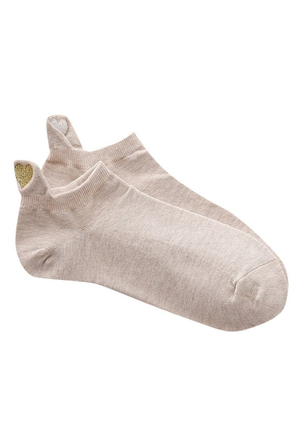 Womens Short Heart Sport Sock Casual Irregular Fashion Socks for Summer and Daily Wear Ankle Socks for Women Cute Socks Khaki One Size