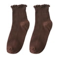 thumbnail image 1 of Fgnfyis Womens Socks with Ruffled Hem and Low Cut Lace Trim Ankle Socks for Women Socks for Women Fashionable Detail Coffee, 1 of 3