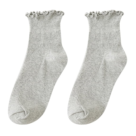 Fgnfyis Womens Socks with Ruffled Hem and Low Cut Lace Trim Ankle Socks for Women Socks for Women Fashionable Detail Grey