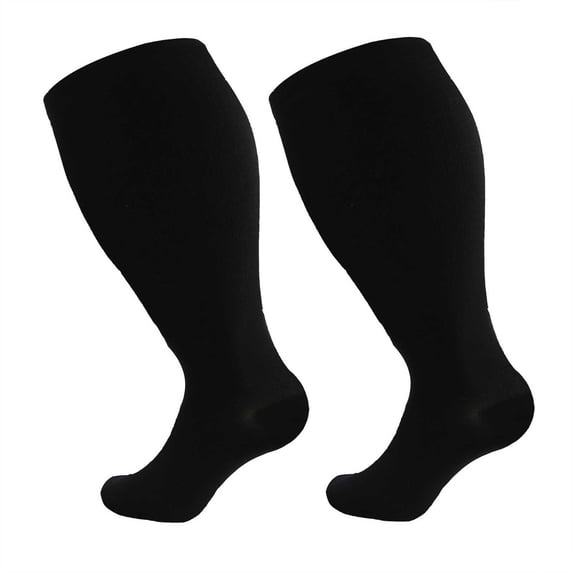 Fgnfyis Womens Solid Plus Size Sports Compression Socks for Women Calf Socks Legs Stretch Socks Athletic Support Black