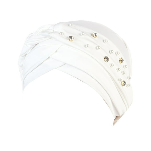 Fgnfyis Womens Stretchable Solid Baseball Cap Comfortable Flat Brim Hat with Studded Bead Stripes and Braided Drill Design White One Size