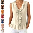 thumbnail image 1 of Fgnfyis Womens Tank Tops Sleeveless Ruffle Vest Casual Polished Summer Daily Summer Tank Tops for Women Beige XL, 1 of 5