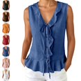 thumbnail image 1 of Fgnfyis Womens Tank Tops Sleeveless Ruffle Vest Casual Polished Summer Daily Summer Tank Tops for Women Blue L, 1 of 5