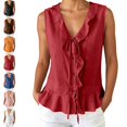 thumbnail image 1 of Fgnfyis Womens Tank Tops Sleeveless Ruffle Vest Casual Polished Summer Daily Summer Tank Tops for Women Red S, 1 of 5