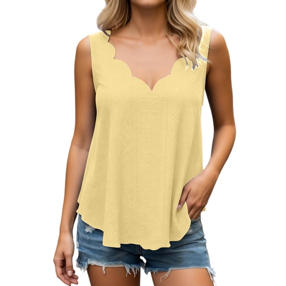 Fgnfyis Womens Tops Casual Solid Color Pearl Edge Round Neck Plus Size T Shirt Summer Comfort Tee for Everyday Wear Short Sleeve T Shirts for Women Yellow XL