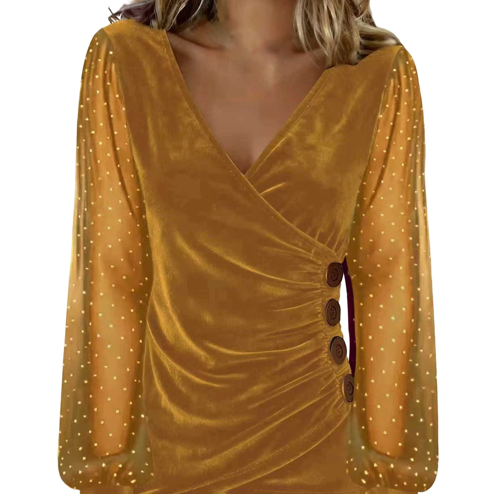 gold mesh dress long sleeve Off Shoulder Long Sleeve Bodycon Mesh Dress, Yellow / XS