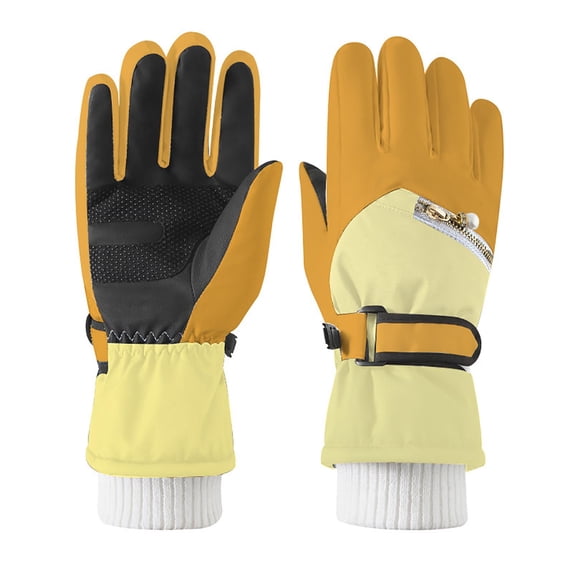 Fgnfyis Womens Winter Warm Gloves Ladies Cycling Touchscreen Thickened Cold Proof Windproof Outdoor Warm Yellow M