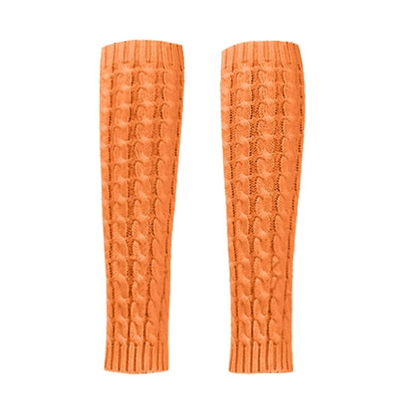Fgnfyis Womens Winter Warm Leg Warmers Knitted Crochet Long Socks for Casual and Fashionable Wear Knee High Socks for Women Orange One Size
