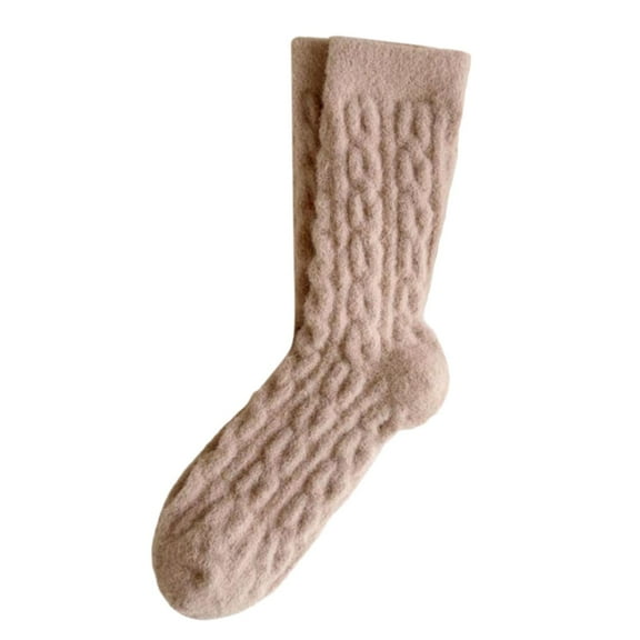 Fgnfyis Womens Wool Socks Winter Warm Socks Thick Knit Soft Casual Crew Socks for Women Solid Color Cable Womens Socks Khaki