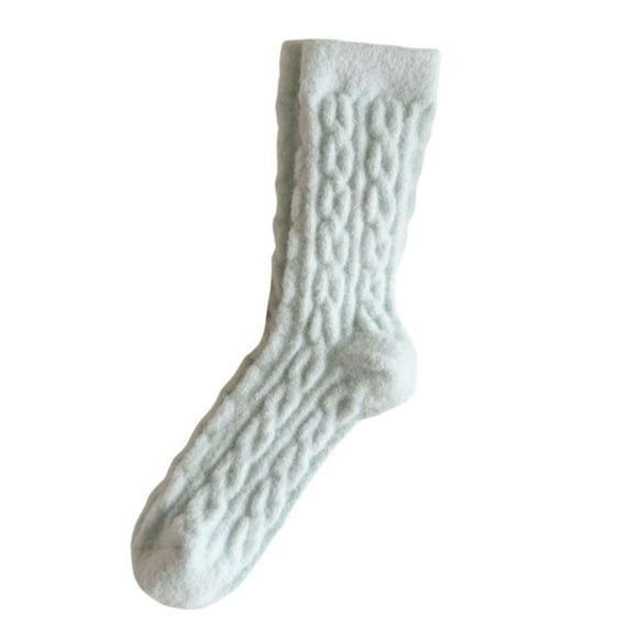 Fgnfyis Womens Wool Socks Winter Warm Socks Thick Knit Soft Casual Crew Socks for Women Solid Color Cable Womens Socks Light Blue
