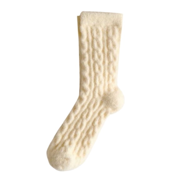 Fgnfyis Womens Wool Socks Winter Warm Socks Thick Knit Soft Casual Crew Socks for Women Solid Color Cable Womens Socks Yellow