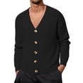 thumbnail image 1 of Fgnfyis Work Jackets for Men Knitted Cardigan Sweater Button up Long Sleeve Lightweight Soft Yarn Fabric Winter Coats for Men Black XL, 1 of 5