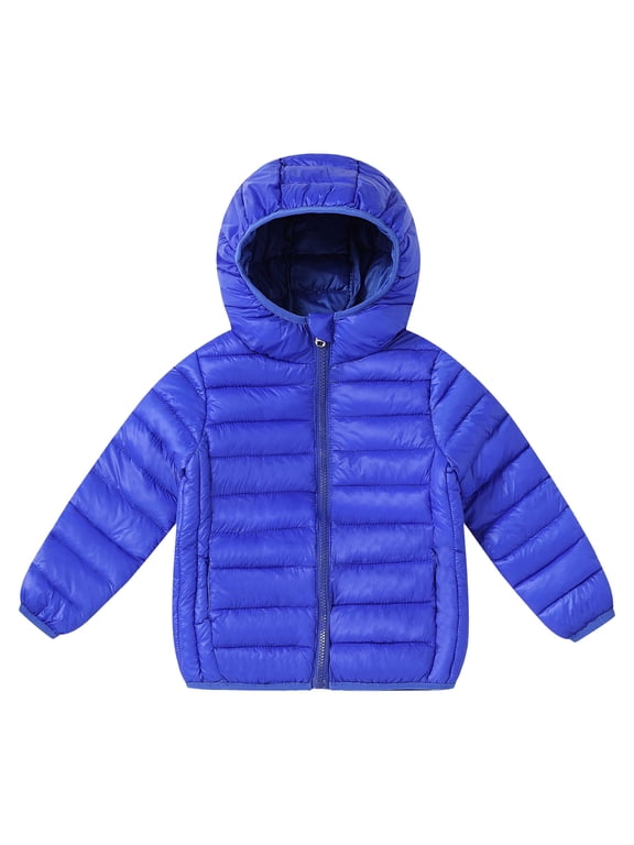 Youth Boys Lightweight Thermal Quilted Padded Jacket Warm Winter Insulated Outerwear Coat Cold Weather Comfortable Fit Sky Blue 7-8 Years