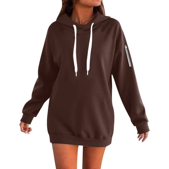 Fgnfyis Zip Up Hoodie Soft Long Sleeve Casual Pullover Warm Winter Sweatshirt with Pockets Comfortable Loungewear Coffee S