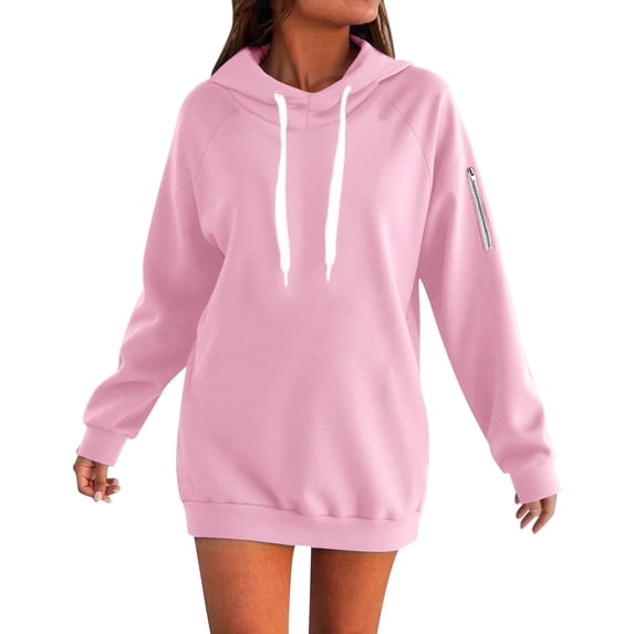 Fgnfyis Zip Up Hoodie Soft Long Sleeve Casual Pullover Warm Winter Sweatshirt with Pockets Comfortable Loungewear Pink XL