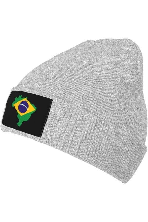 Fgsivsw Brasil Flag of Brazil Men/Women Beanie Winter Hat Warm Skull Knit Hats Soft Stretch Thick Trendy Knitted Cap Black