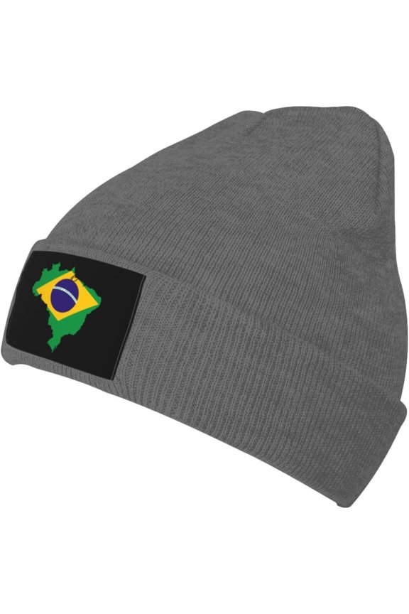Fgsivsw Brasil Flag of Brazil Men/Women Beanie Winter Hat Warm Skull Knit Hats Soft Stretch Thick Trendy Knitted Cap Black