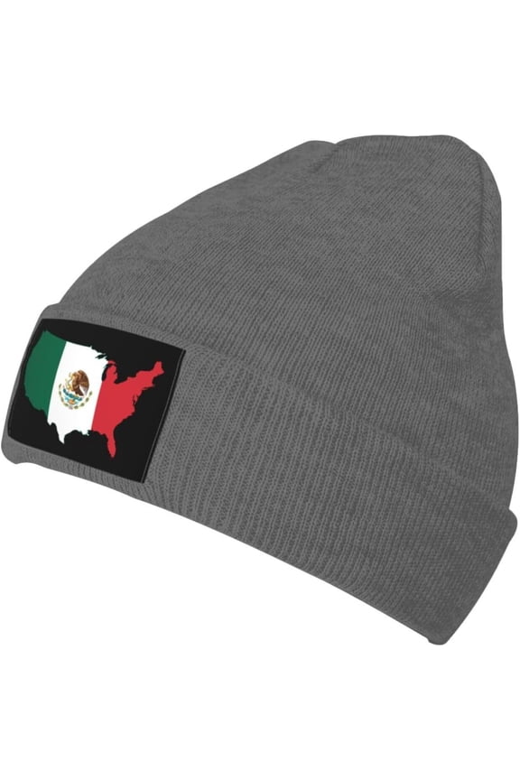 Fgsivsw Flag Map United States Mexico Men/Women Beanie Winter Hat Warm Skull Knit Hats Soft Stretch