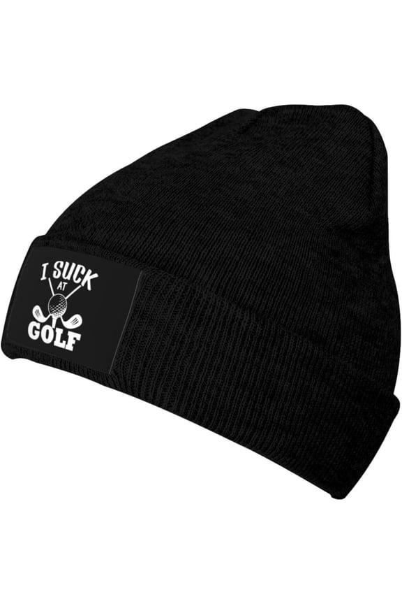 Fgsivsw I Suck at Golf Men/Women Beanie Winter Hat Warm Skull Knit Hats Soft Stretch Thick Fashion Knitted Cap Black