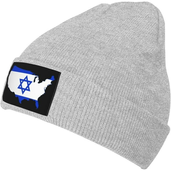 Fgsivsw Israel American USA-Flag Men/Women Beanie Winter Hat Warm Skull Knit Hats Soft Stretch