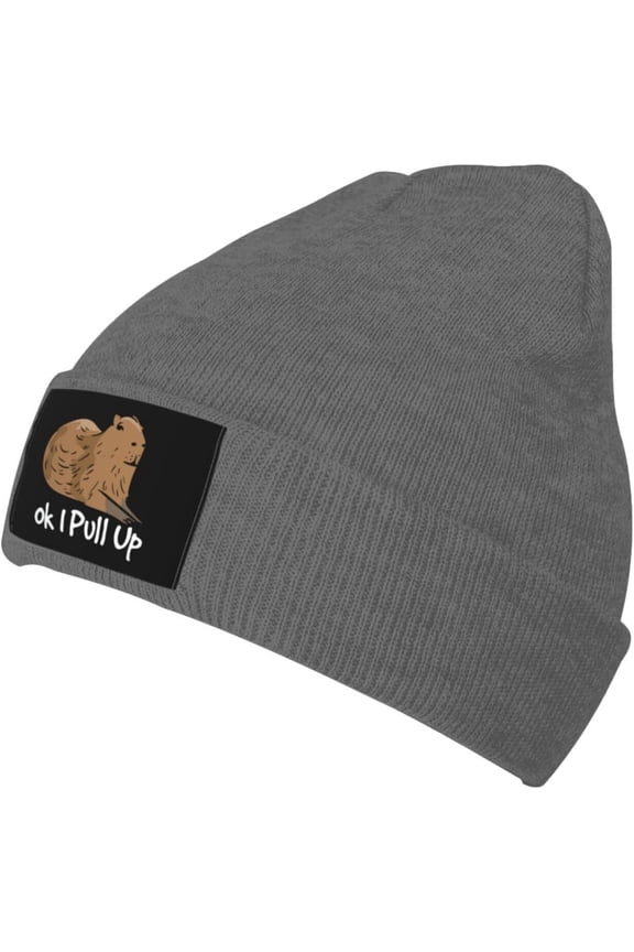 Fgsivsw Ok I Pull Up&nbsp; Men/Women Beanie Winter Hat Warm Skull Knit Hats Soft Stretch Thick Trendy Knitted Cap Black