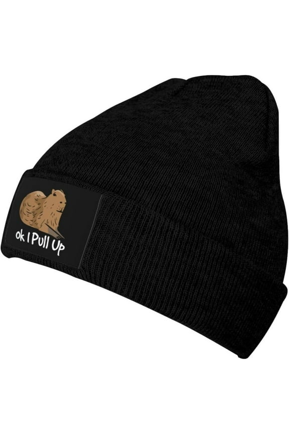 Fgsivsw Ok I Pull Up Men/Women Beanie Winter Hat Warm Skull Knit Hats Soft Stretch Thick Trendy Knitted Cap Black