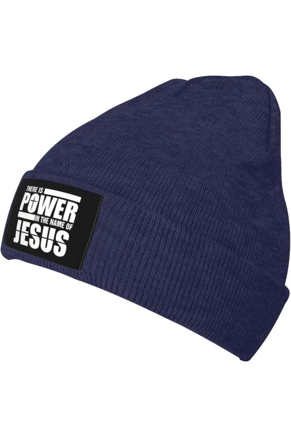 Fgsivsw There is Power in The Name of Jesus Men/Women Beanie Winter Hat Warm Skull Knit Hats Soft Stretch