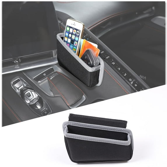 Fgtagtal Gear Shift Storage CI30 Bag Compatible with Chevrolet Corvette C8 2020-2024, Gear Shift Console Side Storage Organizer Bag, Interior Storage Accessories (Driver Side, Grey)