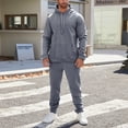 thumbnail image 1 of Fgvctg 2 Piece Sets for Men Fall Lounge Sets Warm Fleece Sweatsuits Comfy Jogger Sweatpant Oversized Sweatshirts Tracksuits with Pockets Dark Gray 2XL, 1 of 9