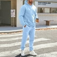 thumbnail image 1 of Fgvctg 2 Piece Sets for Men Fall Sweatsuit Travel Jogger Sweatpant Plus Size Fleece Tracksuits Oversized Sweatshirts Lounge Hoodie with Pockets Light Blue 3XL, 1 of 7