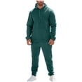 thumbnail image 1 of Fgvctg 2 Piece Sets for Men Winter Lounge Hoodies Fashion Fleece Sweatsuit Plus Size Jogger Sweatpants Oversized Sweatshirt Tracksuit with Pockets Dark Green 2XL, 1 of 9