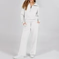 thumbnail image 1 of Fgvctg 2 Piece Sets for Women Tracksuit Sets Half Zip Sweatshirt Fleece Wide Leg Sweatpant Winter Athletic Jogger Lounge Sweatsuit with Pockets White L, 1 of 6