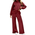 thumbnail image 1 of Fgvctg 2 Piece Sets for Women Winter Sweatsuit Casual Jogger Sweatpant Plus Size Fleece Tracksuits Oversized Sweatshirts Lounge Hoodie with Pockets Wine XL, 1 of 5