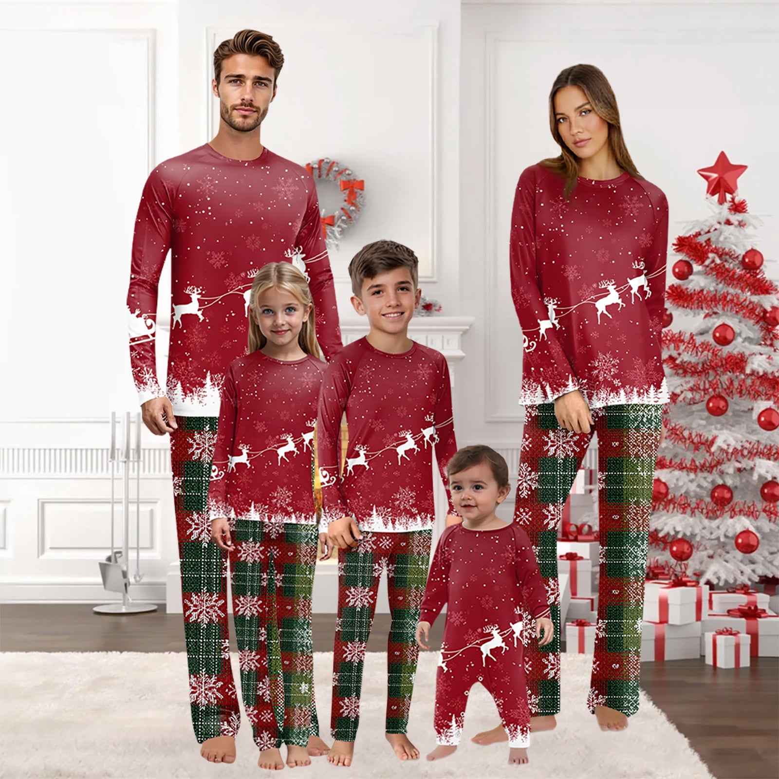Fgvctg Christmas Family Matching Pajama Set Long Sleeve Couple Pajama ...