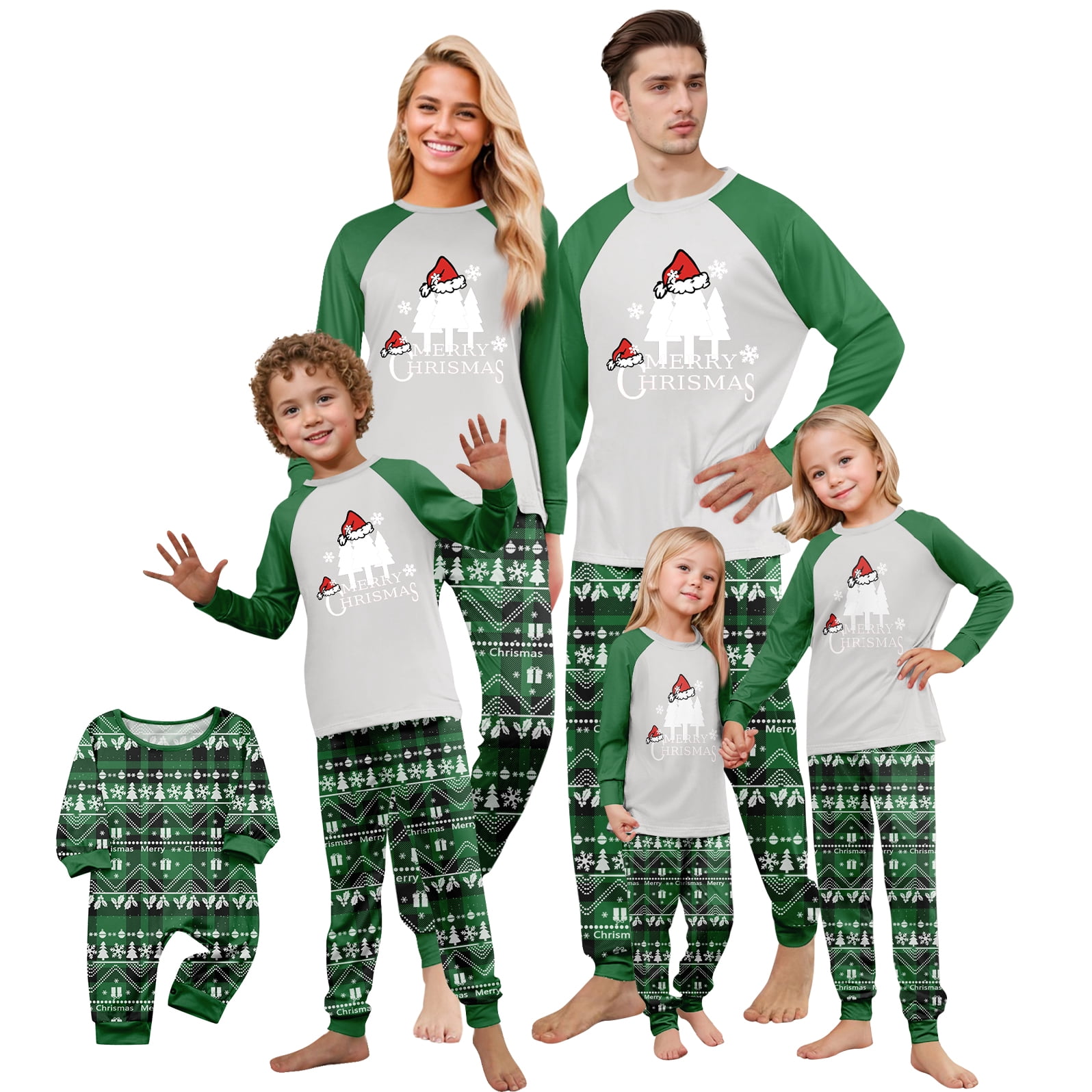 Fgvctg Christmas Family Matching Pajama Set Long Sleeve Holiday Pajama ...