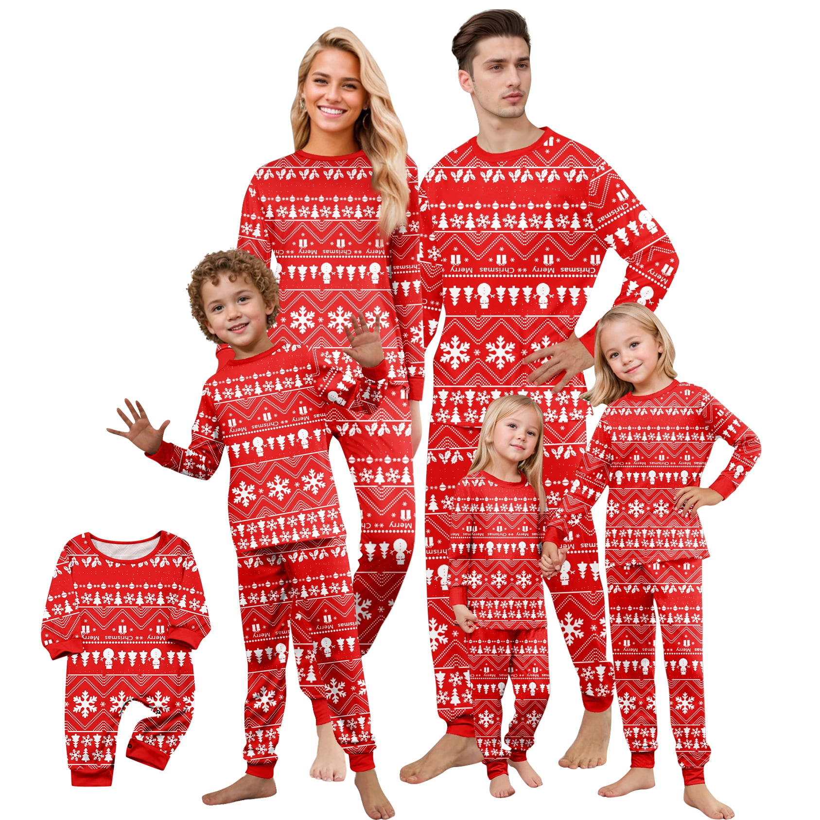 Fgvctg Christmas Family Matching Pajama Set Long Sleeve Holiday Pajama ...