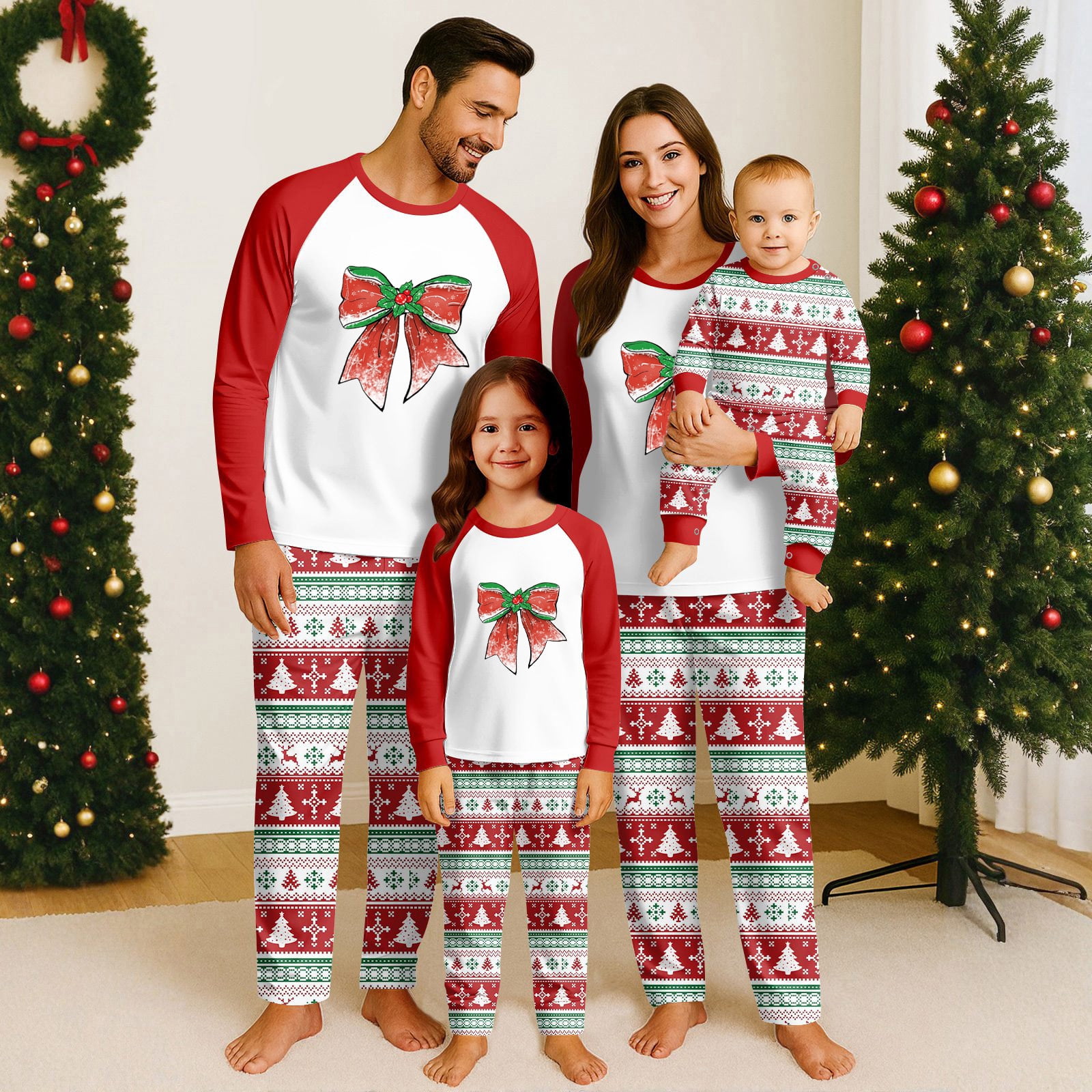 Fgvctg Christmas Family Pjs Long Sleeve Couple Pajamas Soft Holiday ...
