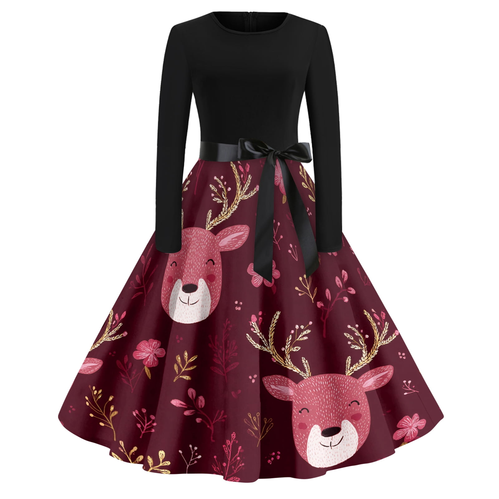 Girls' Halloween Costume Dress With Sleeves - Bloody Print A-Line Party Dress For Kids & Women