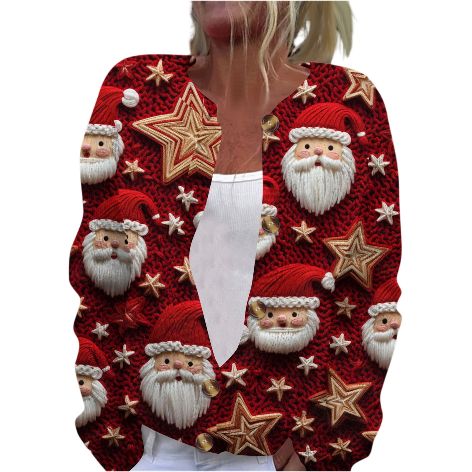 Fgvctg Christmas Womens Cardigan Aesthetic Ugly Sweaters Casual
