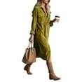 thumbnail image 1 of Fgvctg Corduroy Women's Dresses Button Down Long Sleeve Shirt Dresses Casual Vintage Business Dress Fall Lightweight Lapel Shift Dress with Pockets Yellow L, 1 of 7