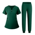 thumbnail image 1 of Fgvctg Dark Green Scrubs Sets for Women Plus Size Scrub Sets Stretchy V Neck Scrub Tops and Pants Medical Scrubs Nursing Uniforms with Pockets Dark Green 2XL, 1 of 3